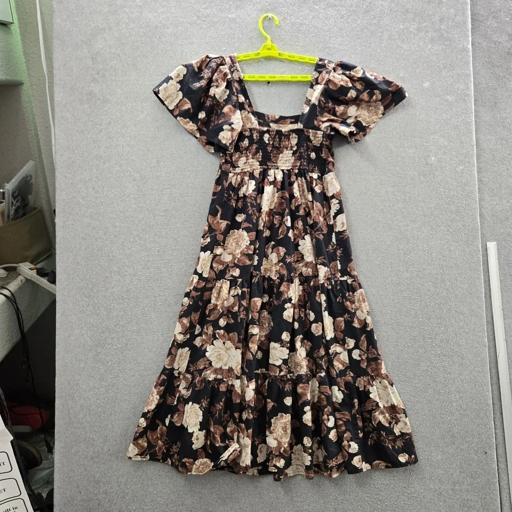 Abercrombie & Fitch Women Dress S Black Floral Maxi Sundress Milkmaid